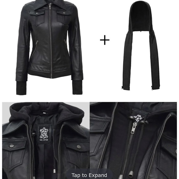 Angel Jackets Tralee Black Bomber Lambskin Leather Jacket with Removable Hood - Picture 4 of 10